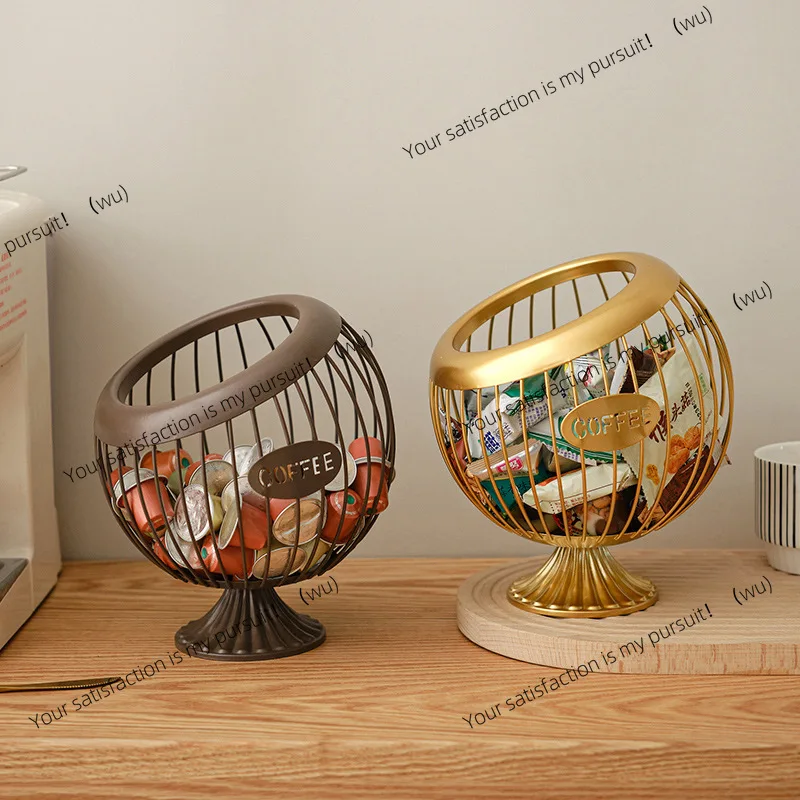 

Wrought iron fruit basket, coffee capsule storage basket, table top decoration, tea table snacks, dried fruit, fruit candy