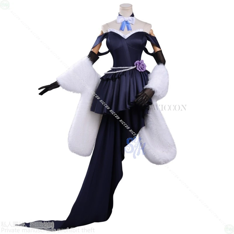 أنيمي النمر كوس التنين! Toradora تأثيري Aisaka Taiga مثير أنيق ثوب مسائي أزرق داكن لوليتا فستان طويل قطار حفلة الهالوين