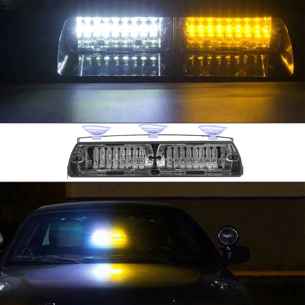 1x Universal 16LED Car Roof Strobe Emergency Light 12V Car Truck LED Strobe Flash Lamp Police Warning Light 18 Flashing Modes