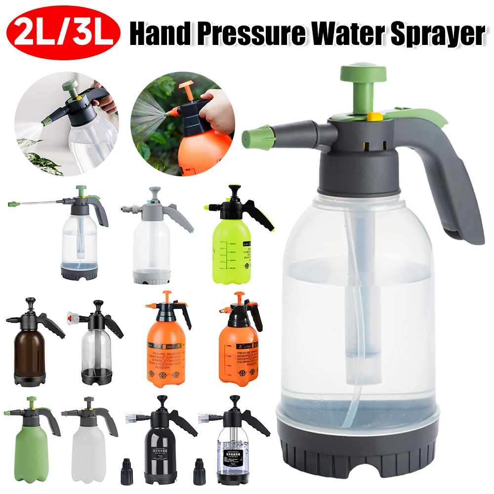 2L Hand Pressure Garden Sprayer Adjustable Air Pump Water Sprayer Plant Spray Bottle Car Wash Spray Watering Can Gardening Tools
