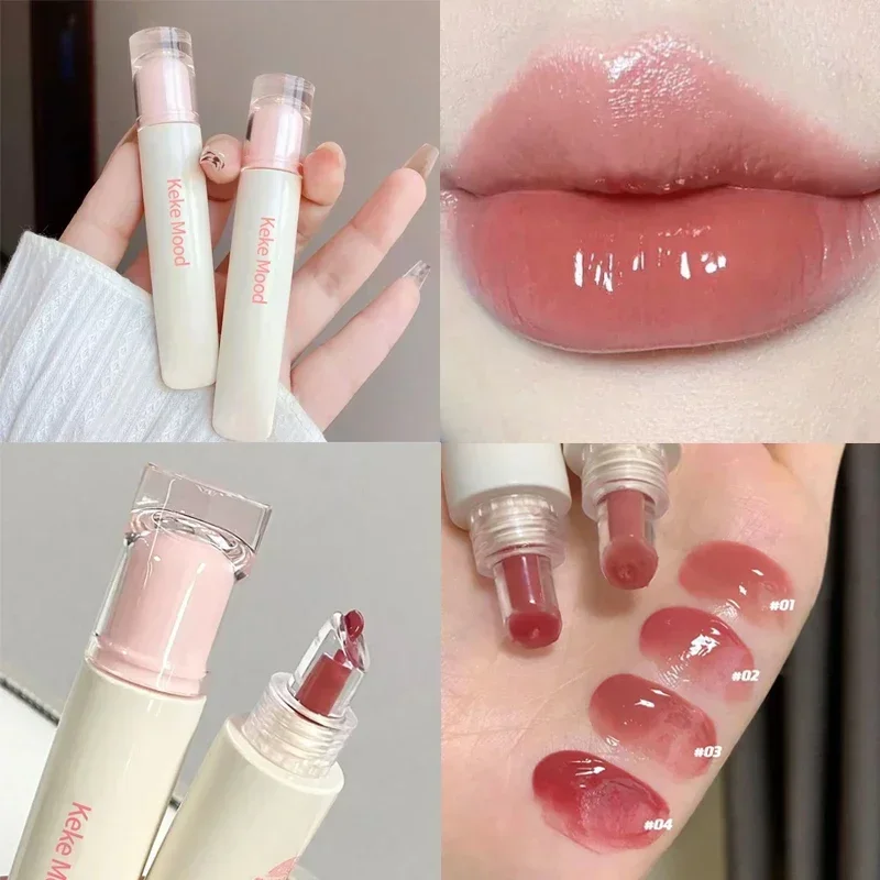 Batom Hidratante Gloss Hidratante, Bálsamo Labial Suave, Vidro Espelho, Gel de Essência Heallor, Longa Duração