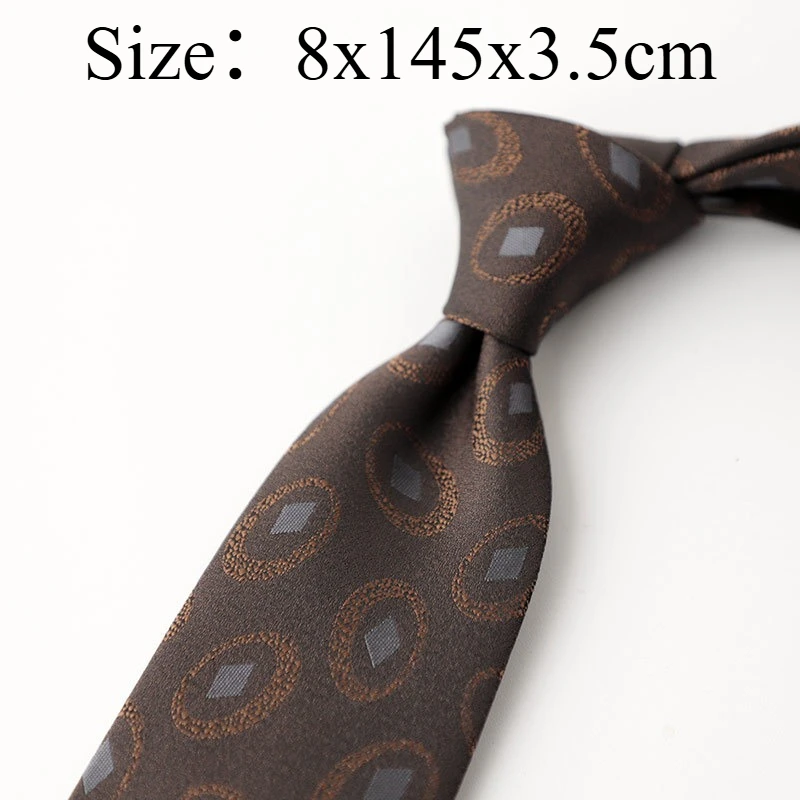 Coffee Series Gentleman Necktie, Korean Style 8CM Polka Dot Stripe Formal Suit Tie Accessory For Business Work Office Occasions