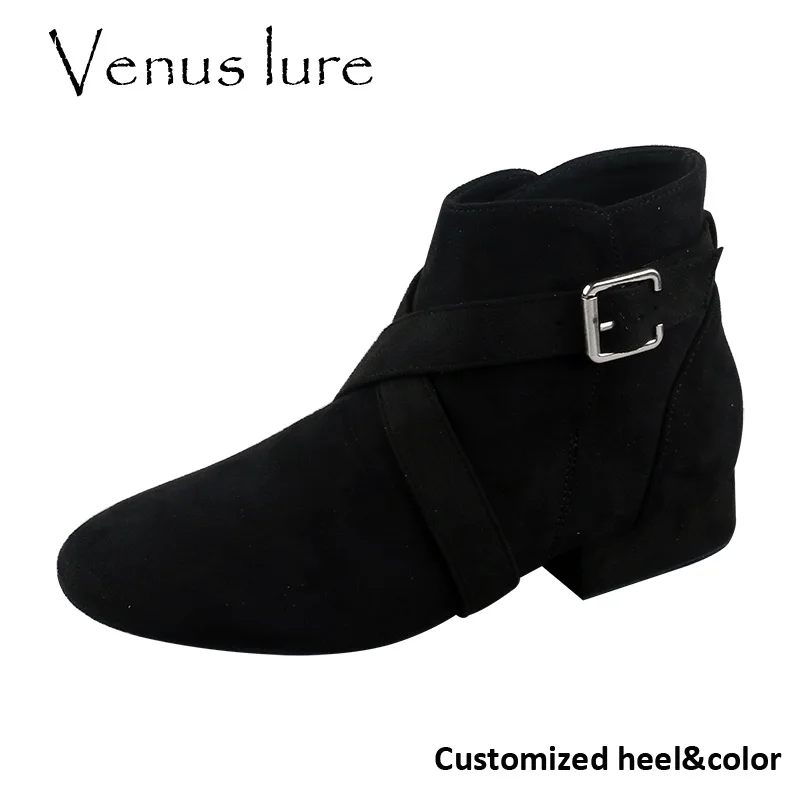 

Venus lure Customized Heel Black Dance Shoes Ankle Boots Suede Soled Country Dance Boot Indoor Salsa Boots for Dancing