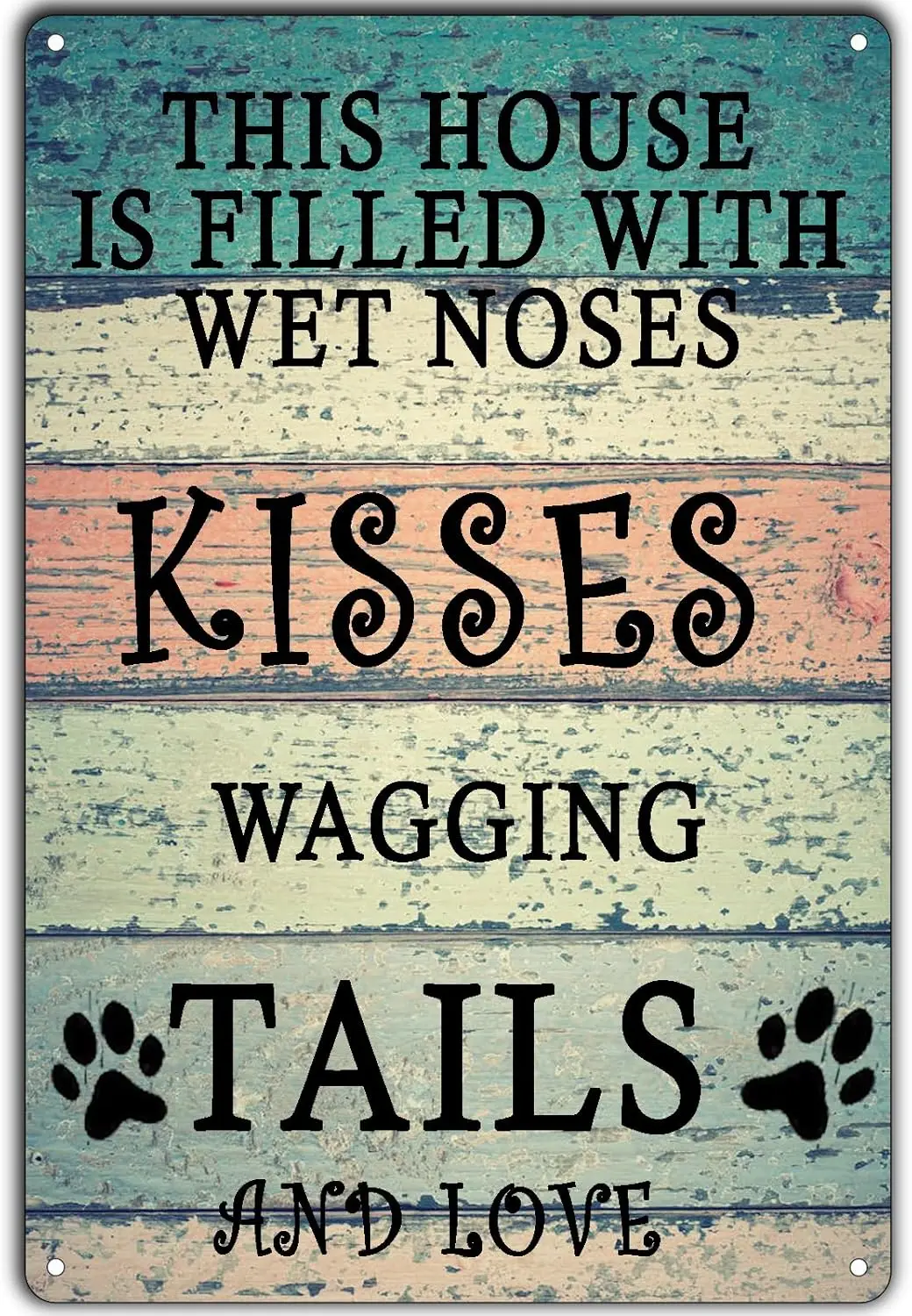 House Rules Tin Sign Funny Dog Sign,Dog Room Wall Decor Dogs Welcome Home Signs - This House Is Filled With Kisses Wagging  sign