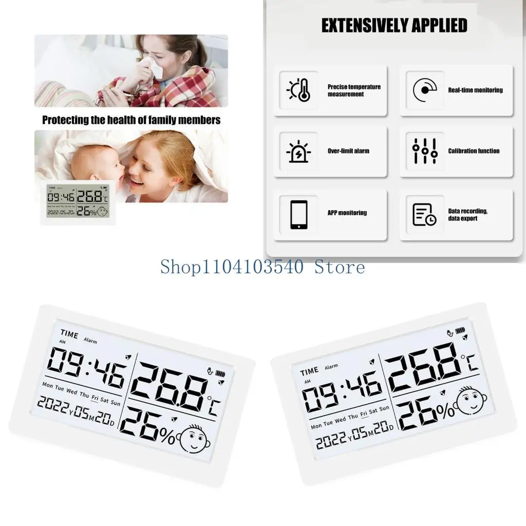 02DC Compacted Wireless Temperature Humidness Meter With LCD Display For Nursery Living Room Office Indoor Environment Tracking