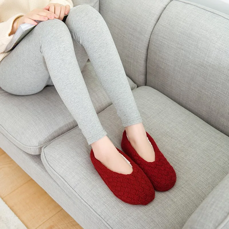 Pantofola con calzino antiscivolo Pantofola da pavimento in pile di lana per interni Donna Mantieni caldo l'inverno antiscivolo Scarpe da casa addensate per adulti 2W107