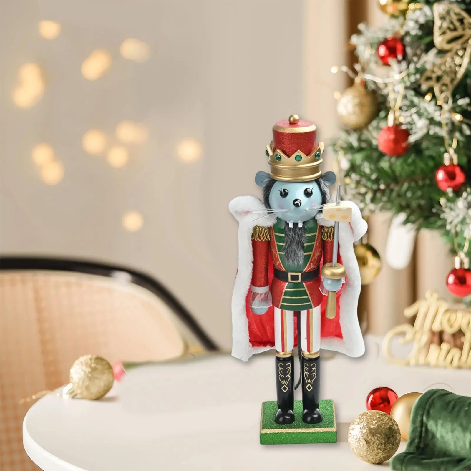 Mouse King Nutcracker Wooden Nutcracker Crafts Christmas Decoration Christmas Nutcracker for Festive Fireplace Living Room