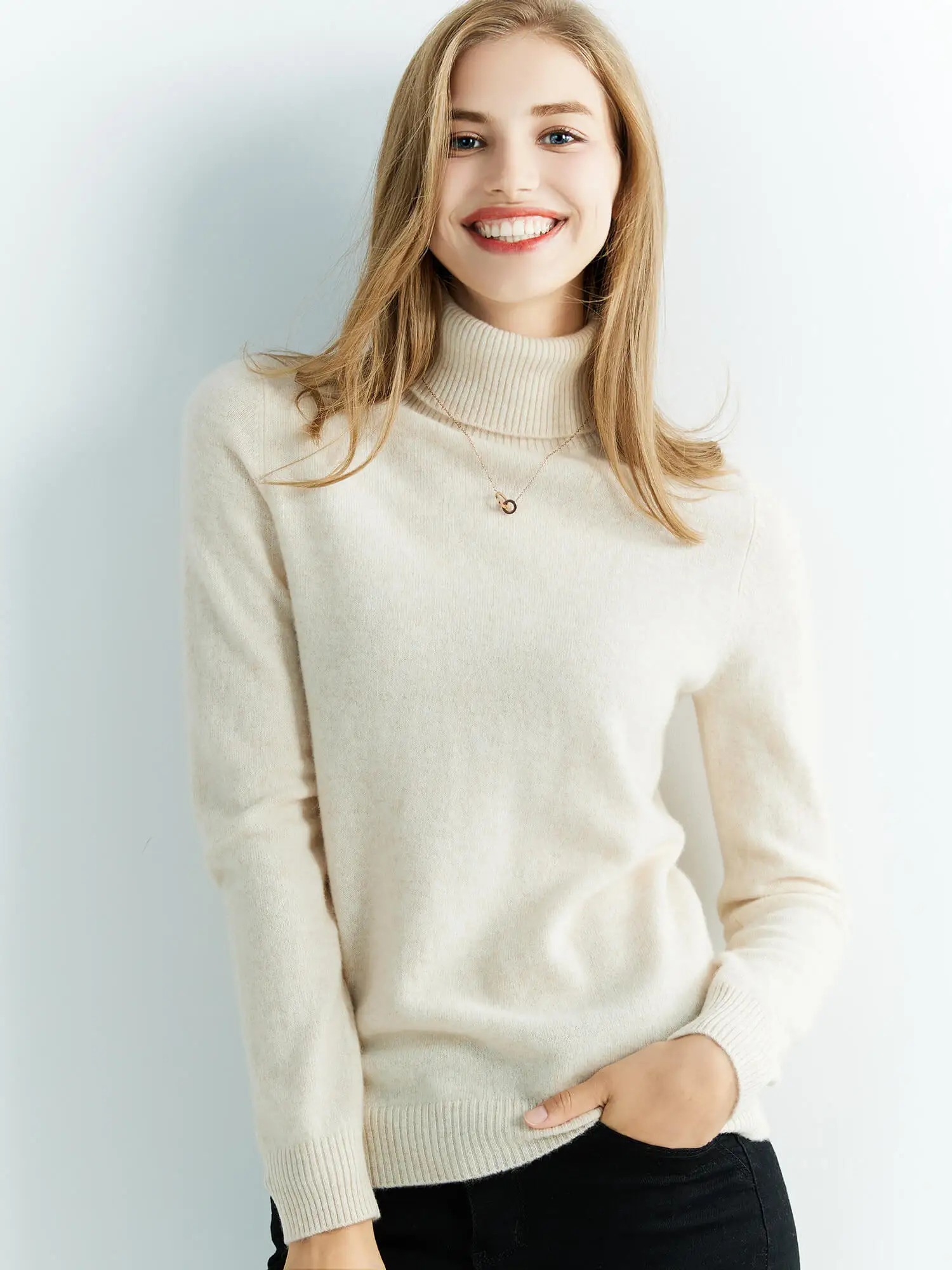 Gestrickte Pullover Kaschmir Pullover frauen 100% Merino Wolle Rollkragen Mode Pullover Winter Herbst Jumper Top Weibliche Kleidung – Detail 7