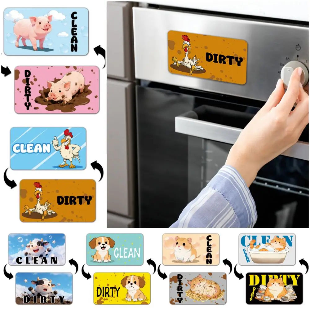 Cartoon Animal Dishwasher Stickers Clean Dirty Indicator Magnetic Dishwasher Clean/Dirty Sign Non-Scratch Status Indicator