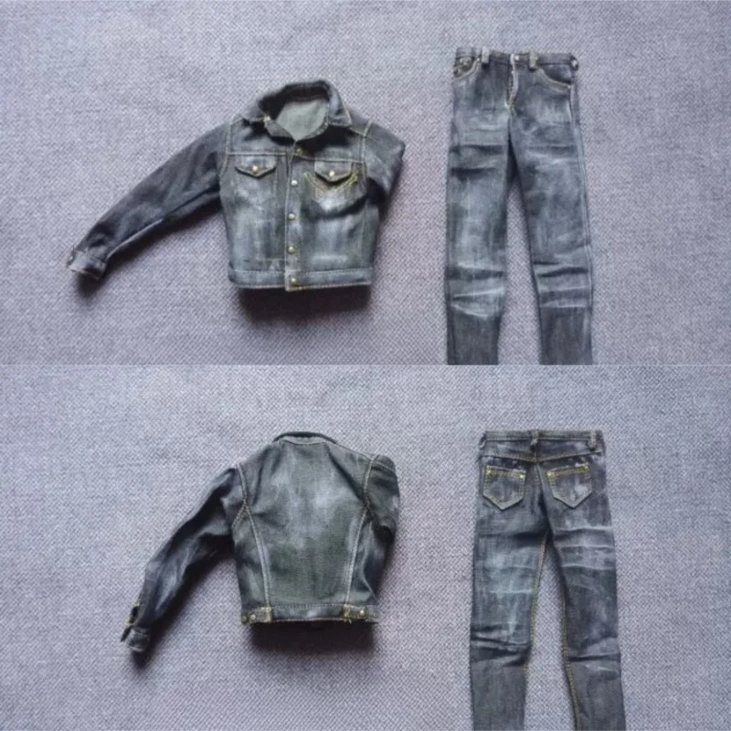 

1/6 Scale Trendy Fashion Make Old Denim Clothes Jeans Set Model for 12'' Action Figures Body Dolls Decor Collection