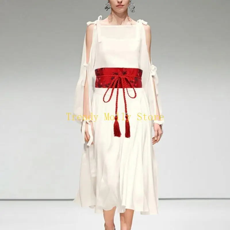 N5KB حزام الحزام القديم المطرز ملحق أنيق للملابس القديمة