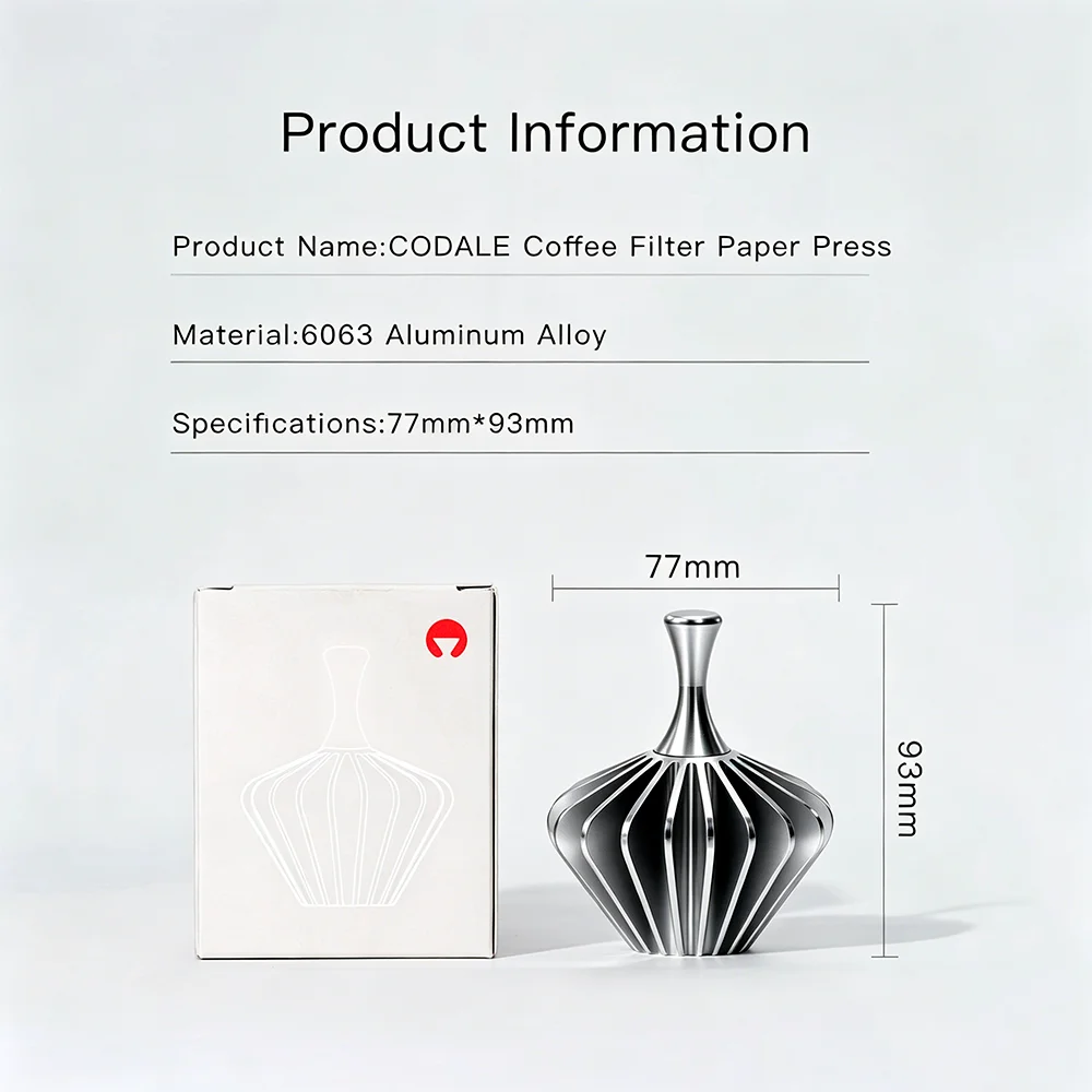 Colador de café de aleación de aluminio, prensador de papel, cono compacto para filtro de café, herramienta de prensado, accesorio doméstico para café caliente.