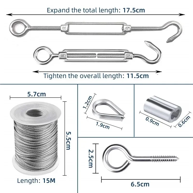 15/30/50 Meter Steel PVC Coated Flexible Wire Rope Soft Cable Transparent Stainless Steel Clothesline Diameter 2mm Kit