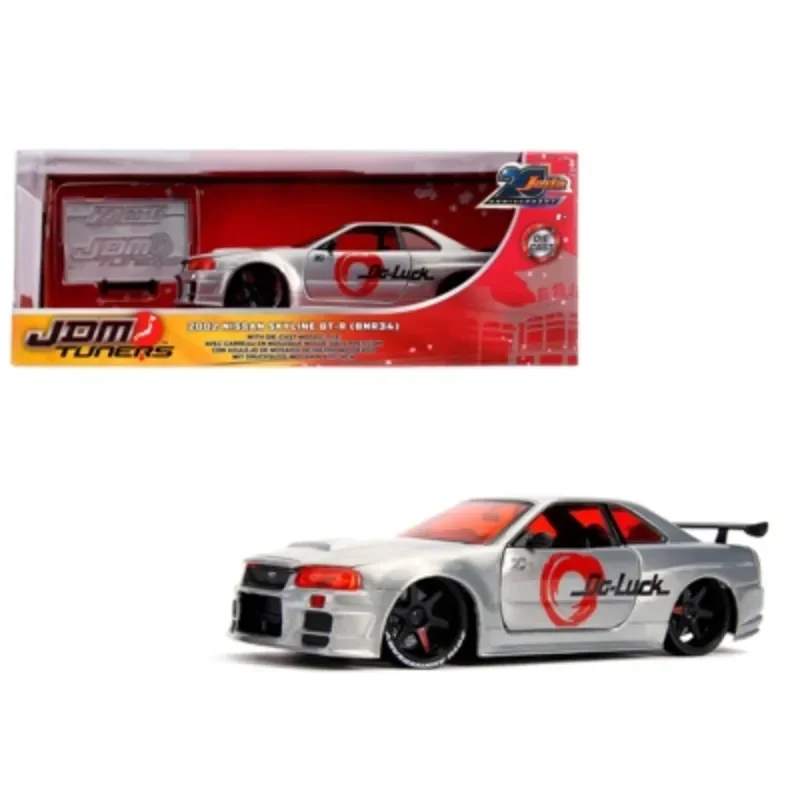 Jada 1:24 2002 Nissan GTR R34 skyline JDM modified vehicle model 20th anniversary Diecast Metal Alloy Model Car Gift Collection