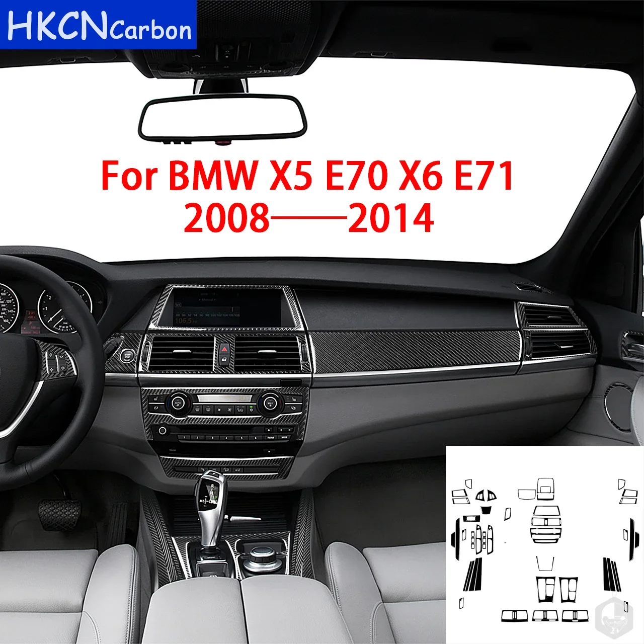 

For BMW X5 E70 X6 E71 2008-2013 Car Accessories Black Plastic Air Outlet Gearshift Door Radio Panel Trim Sticker Decoration