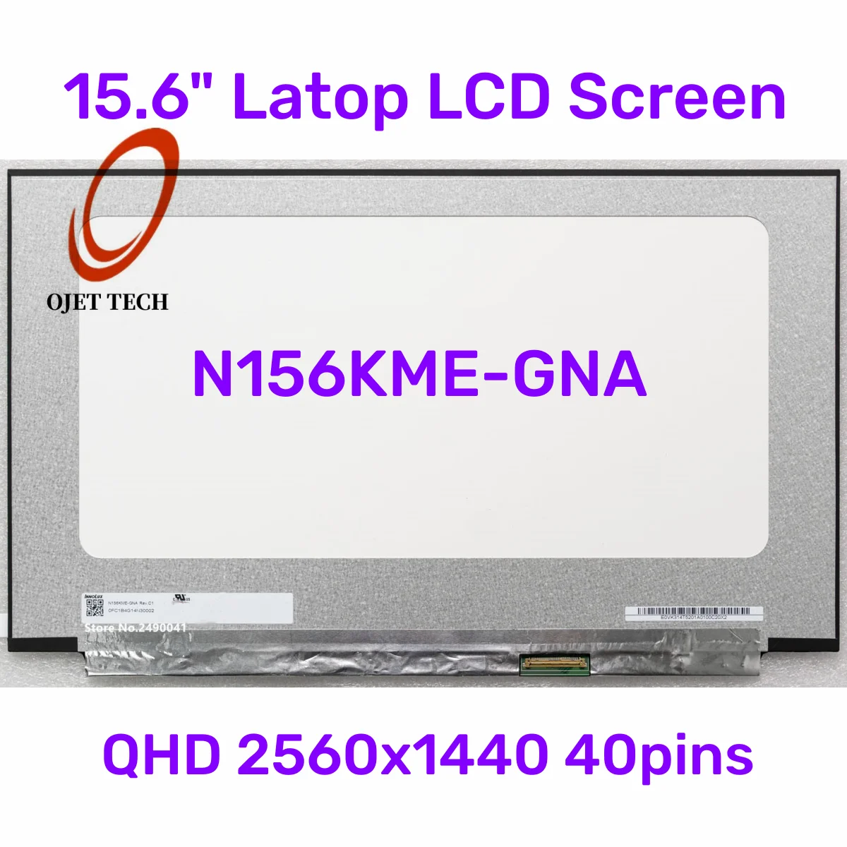 Tela Lcd para Laptop Substituição do Painel de Jogos 40pins 2k 165hz 100 Dci-p3 Qhd 2560×1440 Original Novo N156kme-gna N156kme-gna