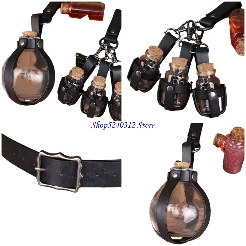 634C 中世騎士衣装ルネサンスコルクポーションボトルレザーベルトハロウィンパーティーコスプレ衣装大人のための