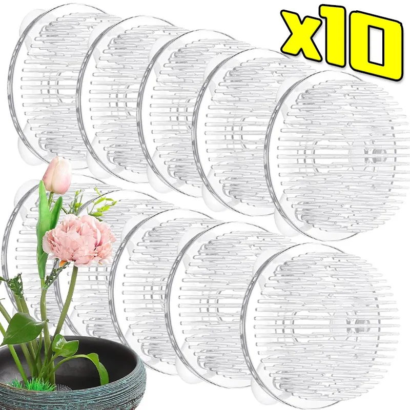 Soporte redondo para vástago Ikebana, ventosa, Base transparente para arreglo de flores, soporte de fijación de flores, jarrones, soporte de Base fija Floral