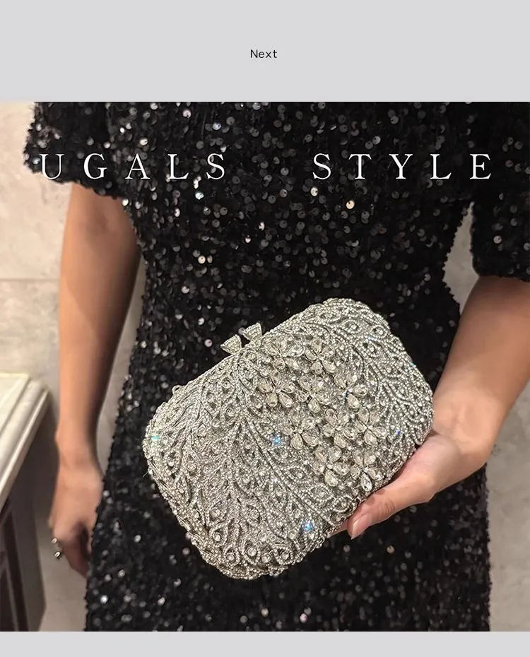 Luxury Designer Hollow Out Diamond Floral Clutch Purse Wedding Party Women Handbag High Quality Crystal Rhinestones Evening Bag