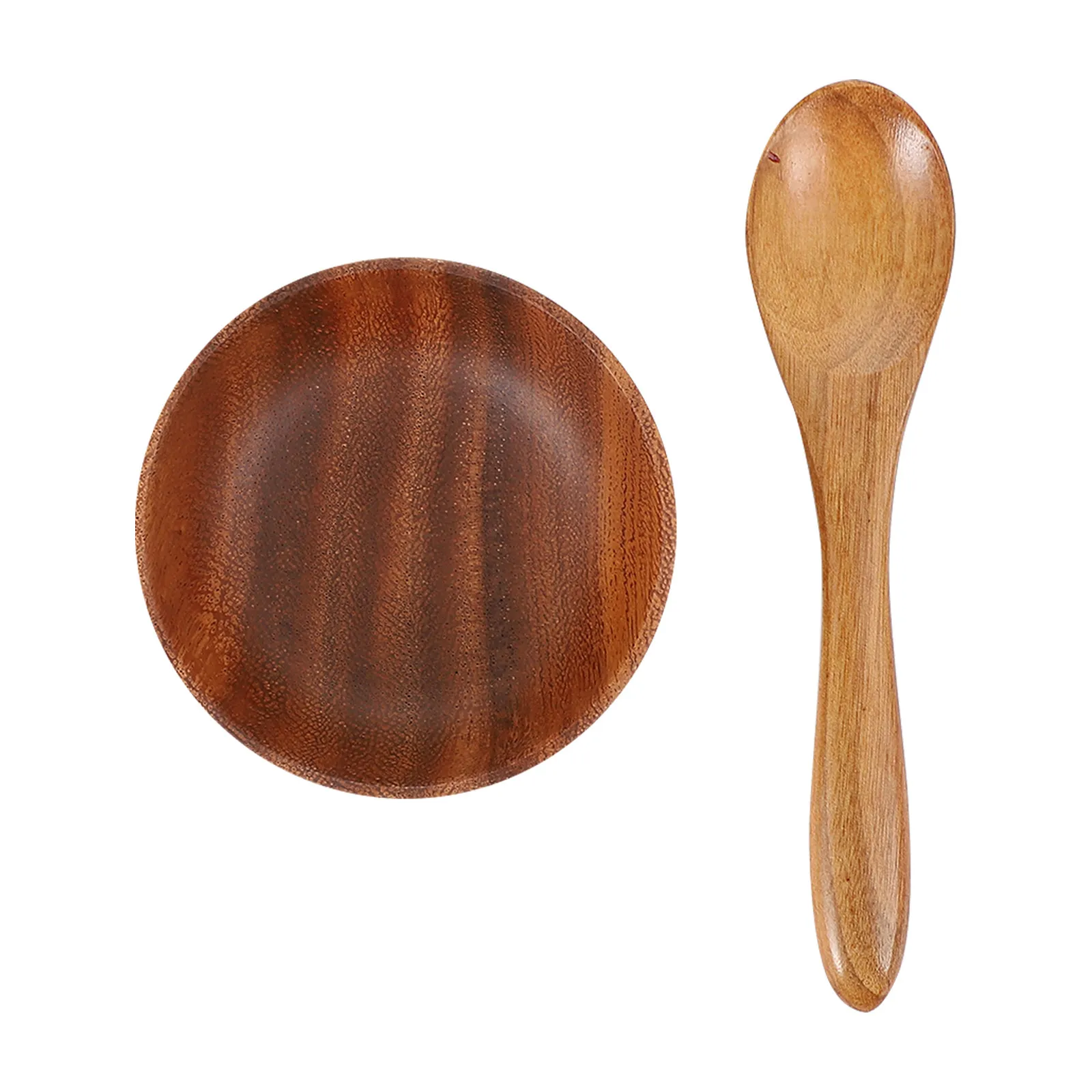 1Set Wooden Bowl Set Natural Wood Texture Elegant Minimalist Design Shatterproof Child Safe Portable Washable Salad Fruit Rice