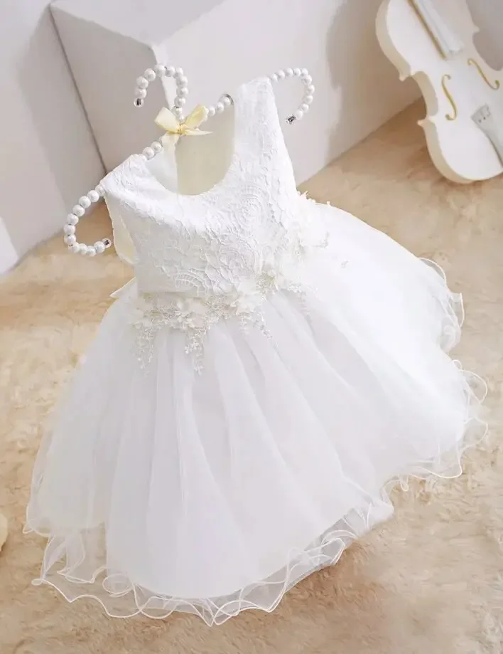 أحدث الفتيات الأبيض تول فستان الأميرة أداء البيانو الأطفال أنيقة سليم صالح ازياء حفل زفاف زهرة الاطفال الملابس #3