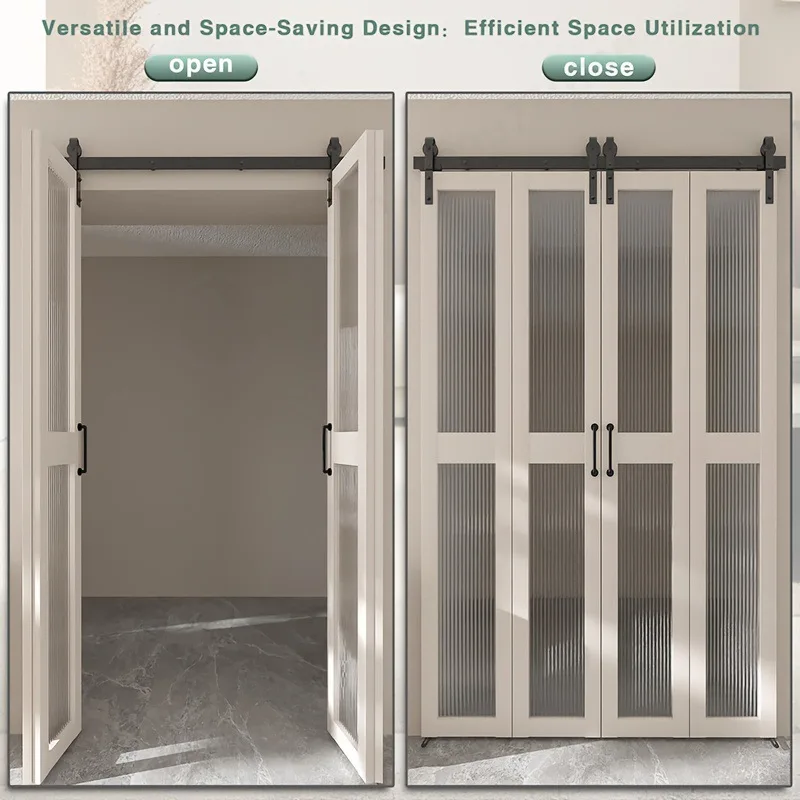 Barn Door Hardware Kit Sliding Track Accessories Set for American Style Partition Sliding Door Hardware Fittings view 2