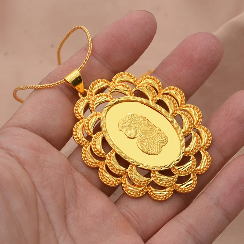 New women Man Great Virgin Handcraft gold color necklaces pendant chain Giving girl Friend gifts Party wear Jewelry