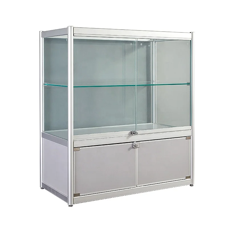 

Custom. tempered glass display cabinet aluminum frame shop showcase design high quality retail store fixtures for sale