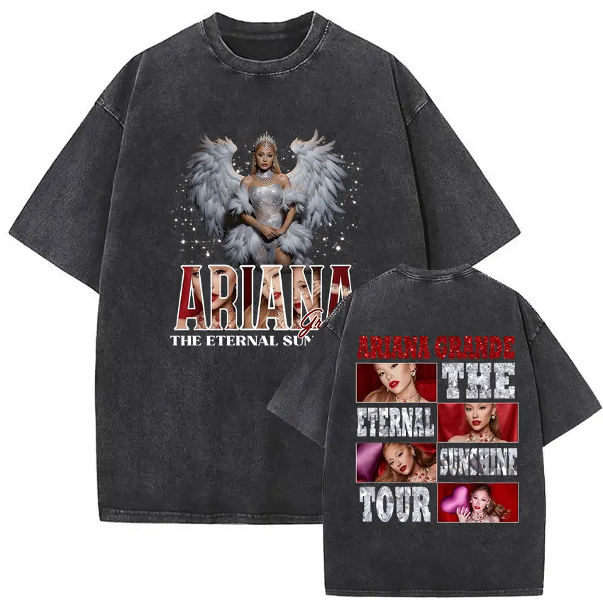 Singer Ariana Grande Eternal Sunshine Print T Shirts Brighter Days Ahead Tour 2026 Vintage Washed Oversized Men Women's T-shirt