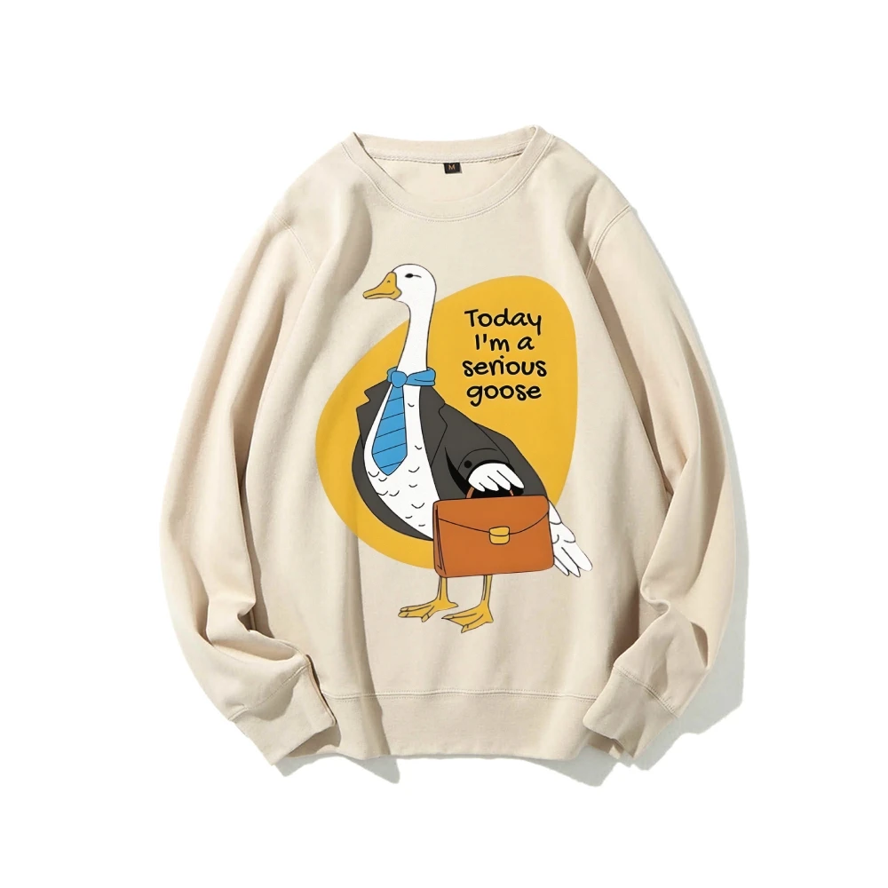 Sweat-shirt à col rond décontracté, sweat à capuche graphique Serious Goose, en coton de qualité supérieure, surdimensionné, imprimé coloré, Style Y2K drôle