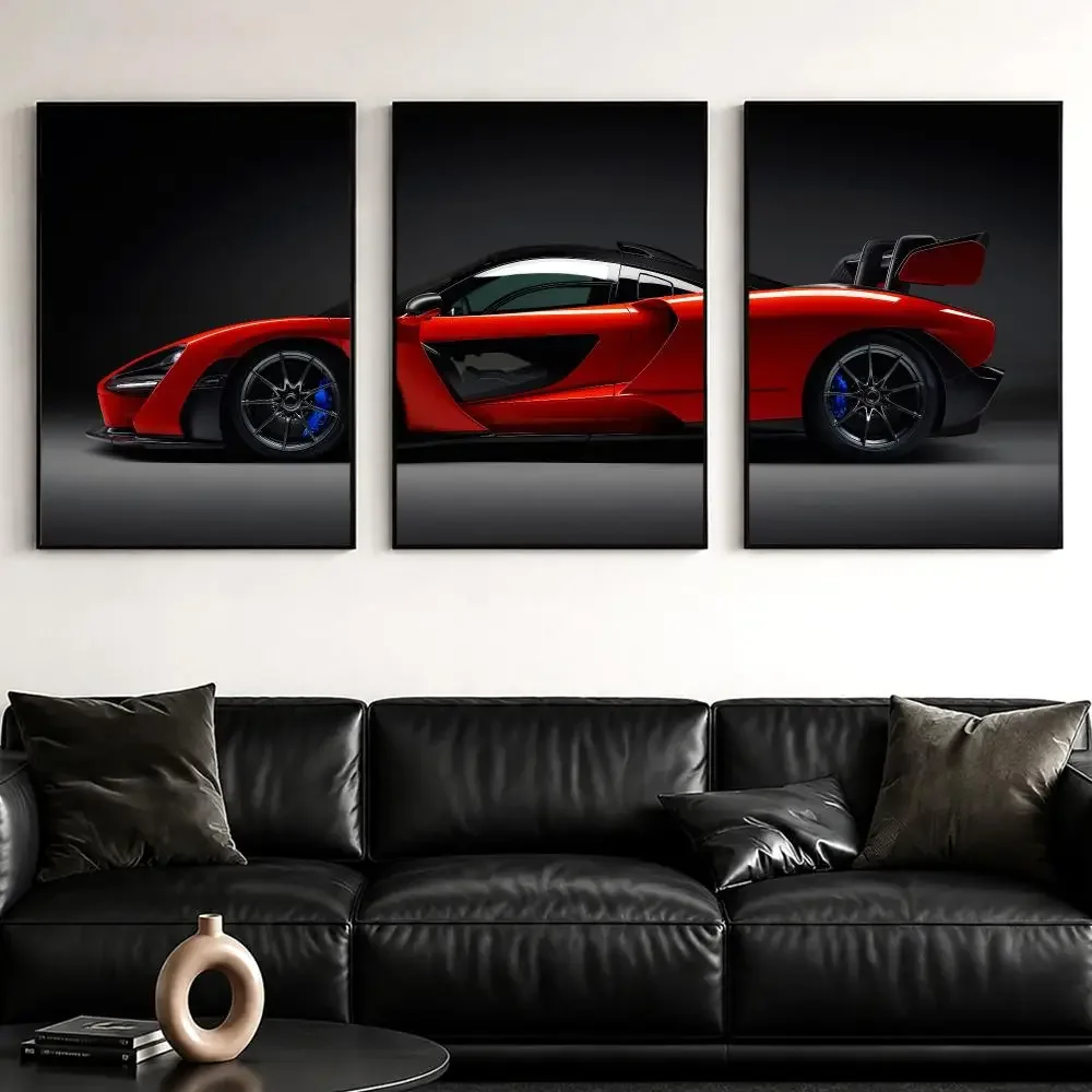 Sophisticated Sports Car Painting Calligraphy Canvas Wall Art Poster Set for Bedroom Living Room Home Decor Prints Gift