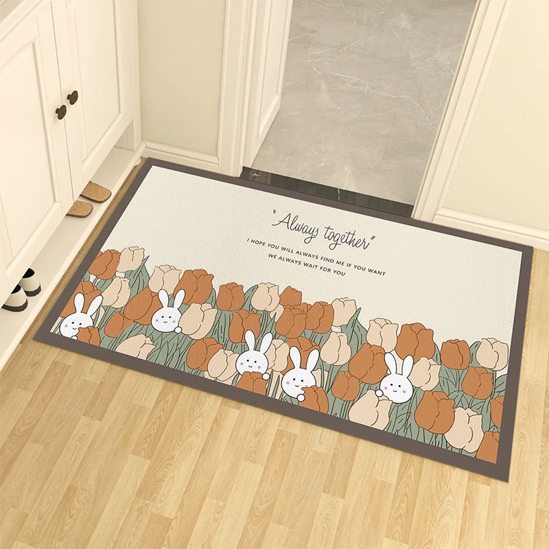 New Small Fresh Flower Diatom Mud Floor Mat Entry Bathroom Water Absorbing Quick Drying Foot Mat Bathroom Toilet Non Slip Mat