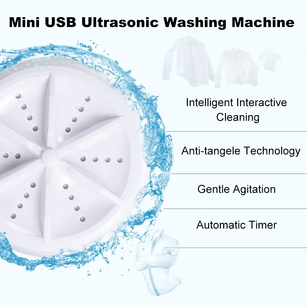 3in1 Mini Washing Machine Portable Personal Rotating Washer Adjustable with USB Cable Convenient for Travel Home Business Trip