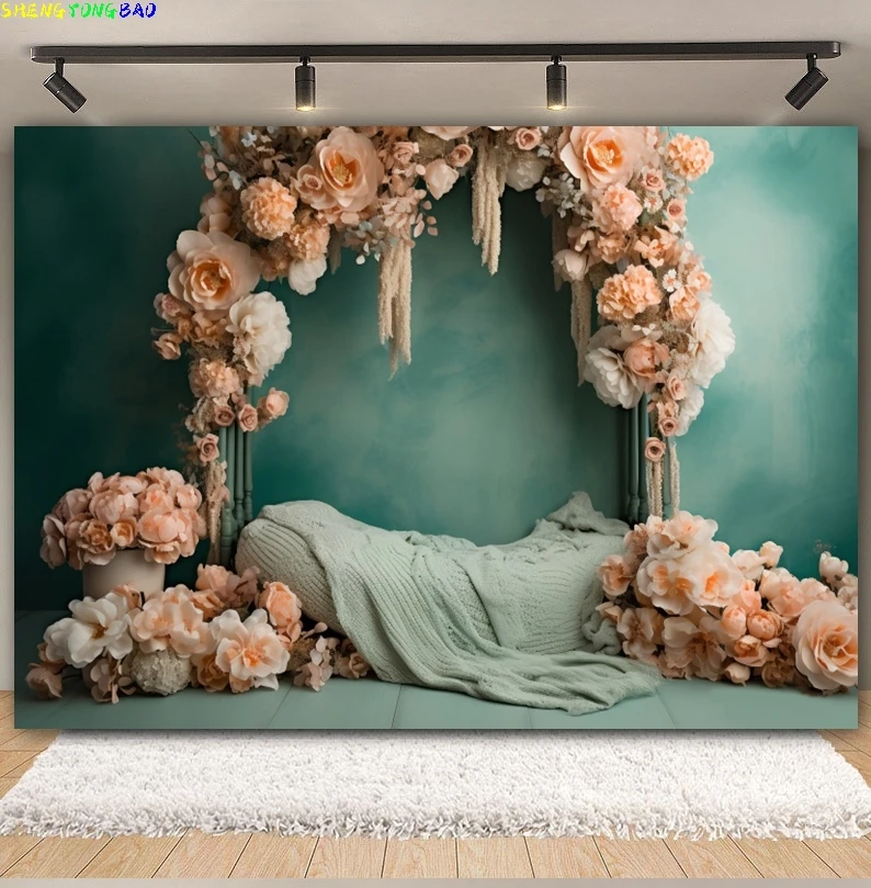 Cenário fotográfico de flores de casamento, arco floral abstrato, aniversário de bebê, grávida, cerimônia de chá de panela, retrato, fundo de foto