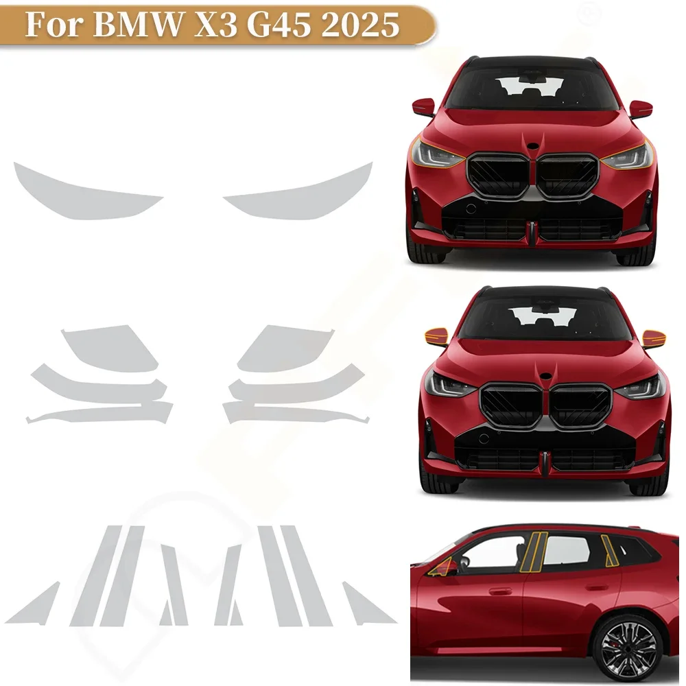 

B C Pillars Headlight Rearview TPU Paint Protection Film For BMW X3 G45 2025 Clear Bra Anti-scratch Resistant Invisible Cover