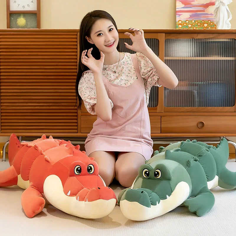 90-120cm 시뮬레이션 악어 플러시 장난감 부드러운 동물 플러시 긴 악어 베개 인형 어린이를위한 홈 인테리어 선물