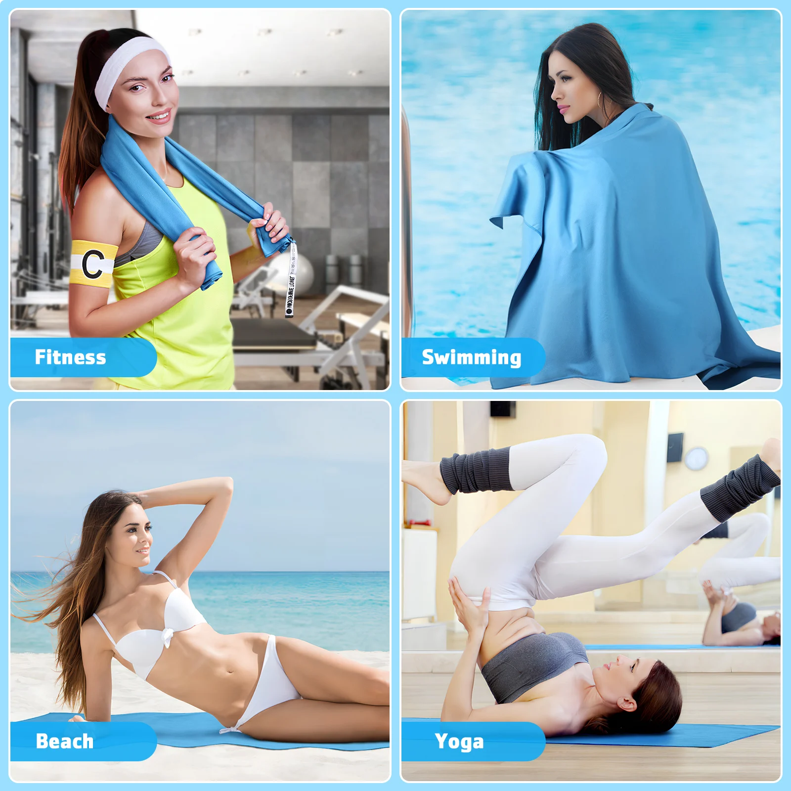 

Quick Drying Microfiber Sports Large Waterproof Gym Pool Travel Foldable Sand Resistant Bath For Women Adults Travel Essentials