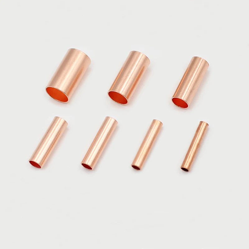 100PCS GT Copper Connecting Pipe Wire Joint Small Copper Tube Small Copper Tube Copper Connection Tube Wire Connector