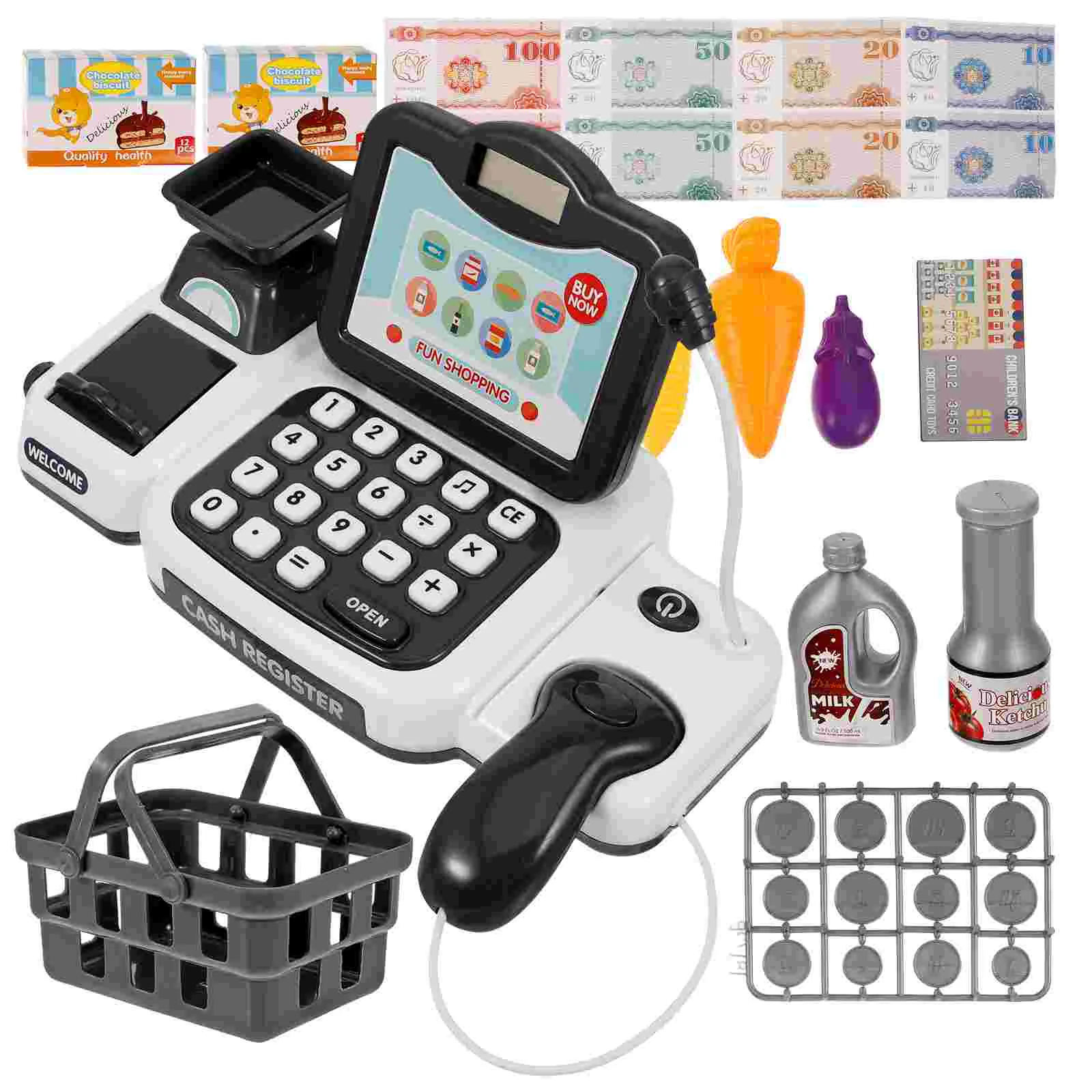 

Cash Register Toy Model Children's Birthday Gift Kids Toys Toddlers Pretend Cartoon Calculator