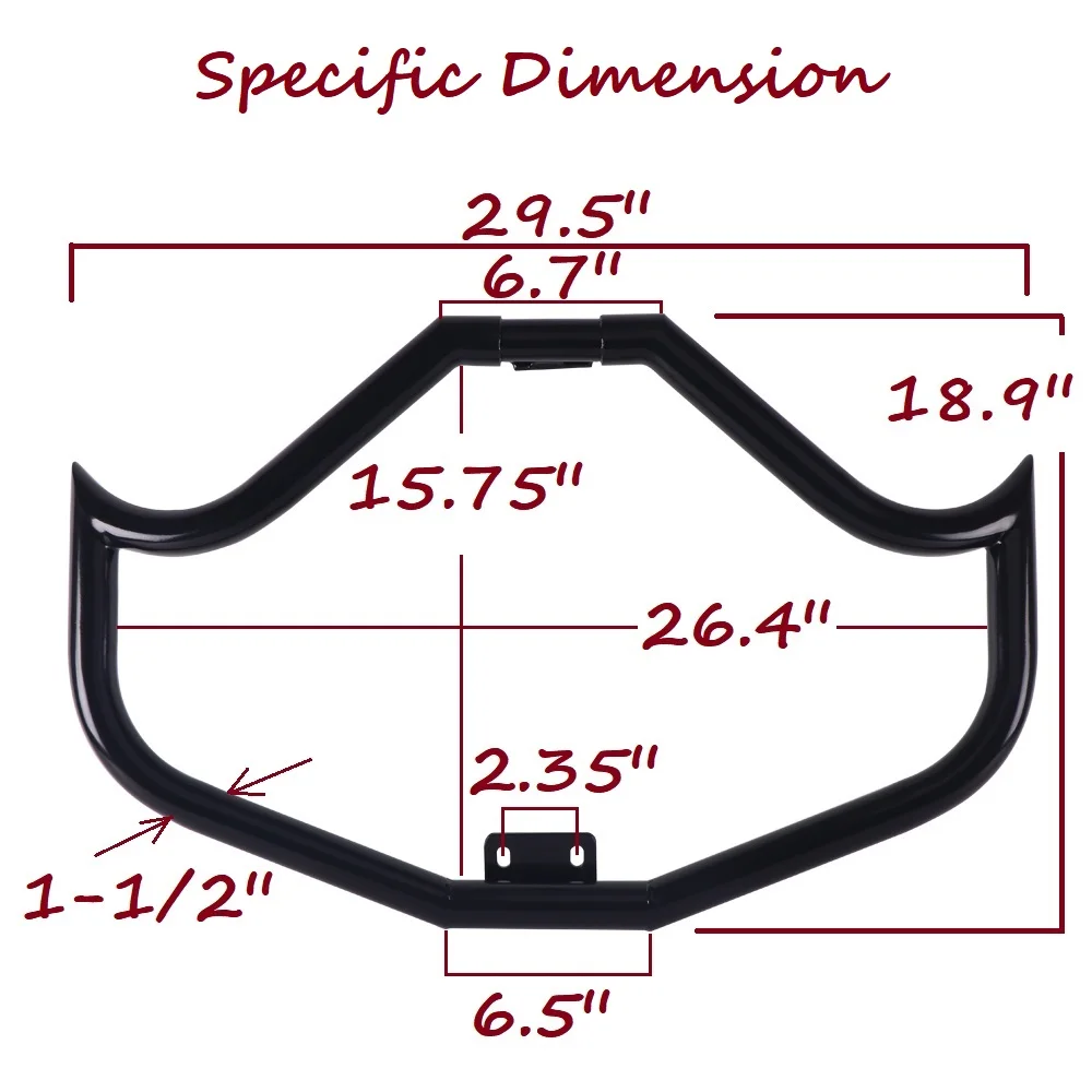 Pelindung mesin Diameter 1.5 inci, Bar tabrakan ketebalan dinding 1/8 inci, Bar jalan raya hitam untuk 2004-up Harley Sportster Iron 883