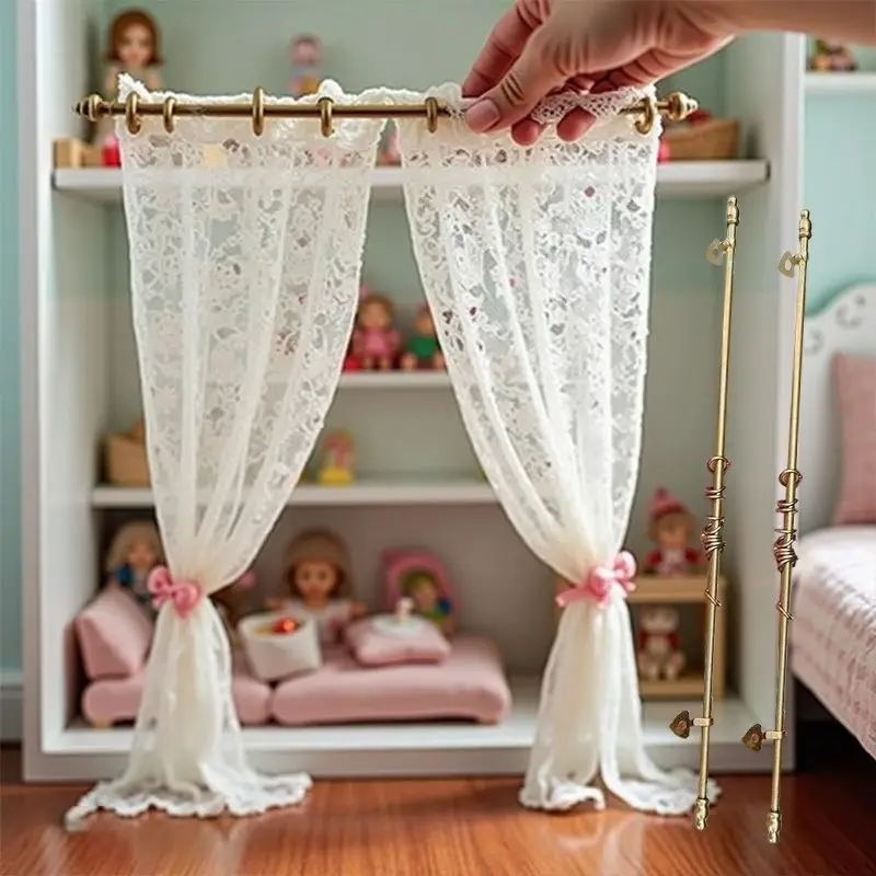 1 Piece Dollhouse Miniature Removable Metal Curtain Rod Model For Doll House Decor Handmade Toy Doll Accessories