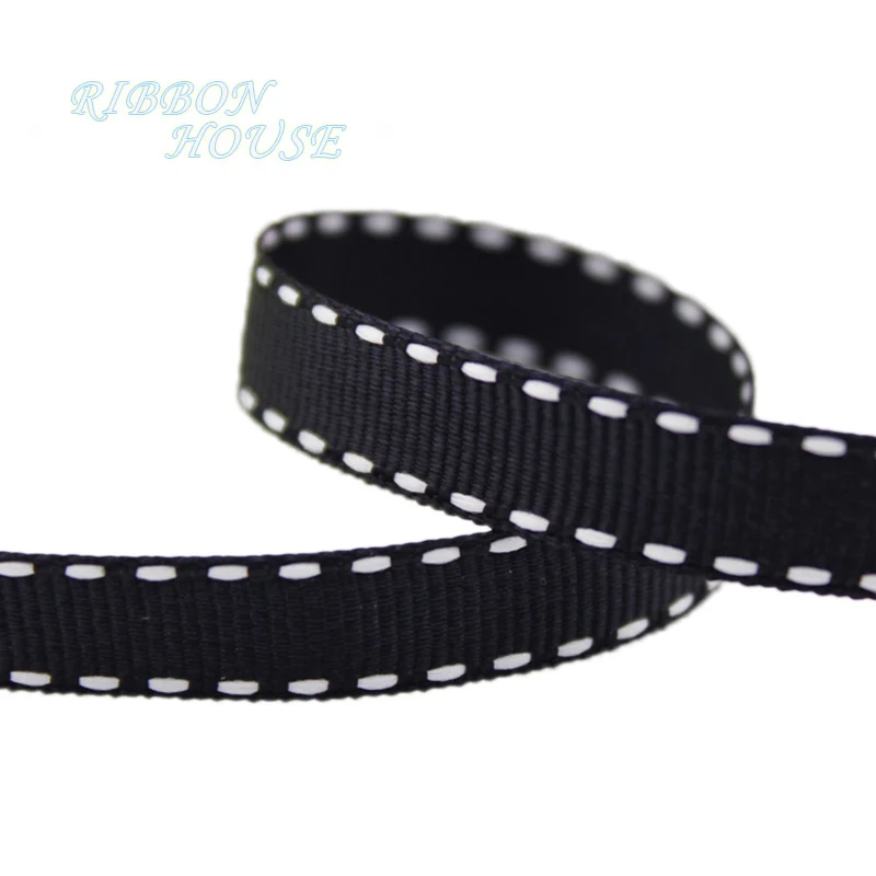 3/8'' (10mm) Black grosgrain colored dots ribbon wholesale gift wedding baking ribbons