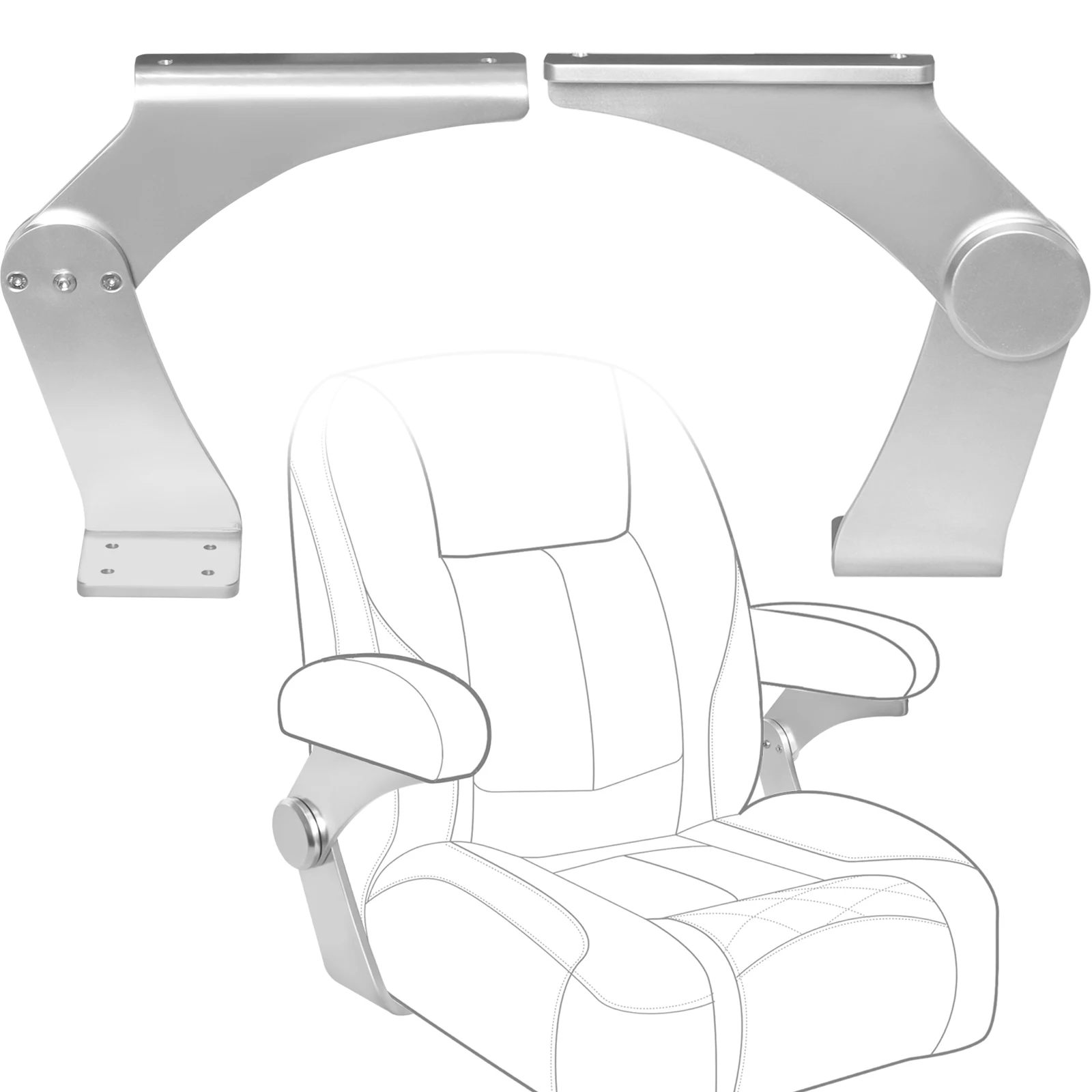 Aluminum Boat Pivot Flip-Up Armrest Set Provides 80º Rotation of Armrest Boat Flip-Up Seat Hinge, Sold in Pairs, Left & Right