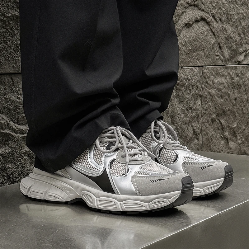 

Мужские низкие туфли LiveDay для папы, удобные белые роскошные кроссовки, дышащие сетчатые повседневные туфли, увеличивающие рост на толстой подошве