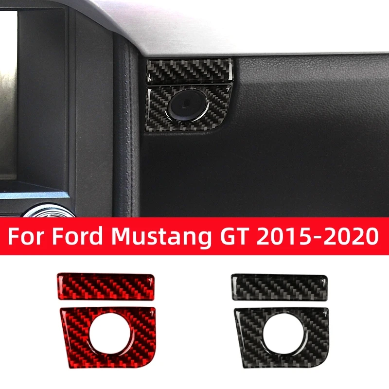 For Ford Mustang GT 2015-2021 Car Accessories Carbon Fiber Interior Car Co-pilot Storage Box Switch Panel Cover Trim Stickers