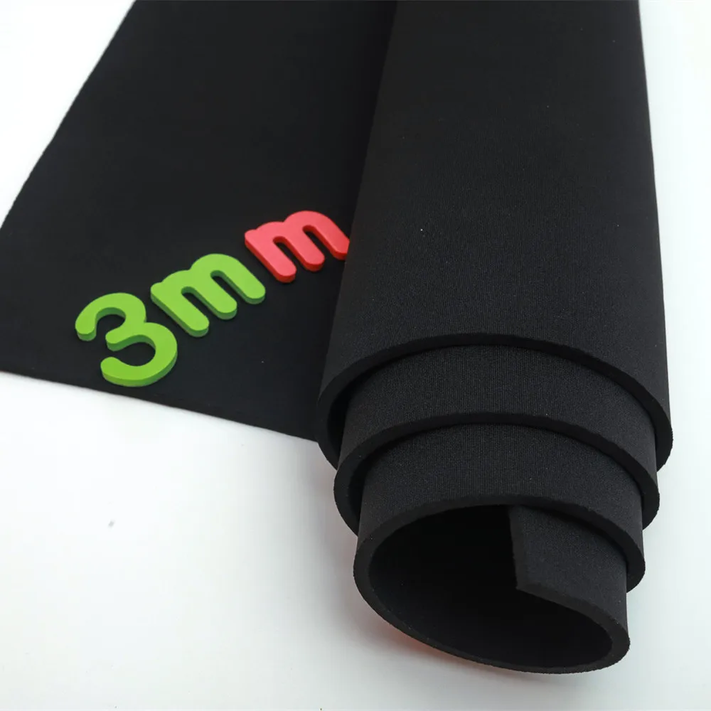 SBR Neoprene Sewing Cloth Fabric, School Bag, Mug Cover, Black Stretch, Waterproof Dive Cloth, 3mm Thick, Multi Size