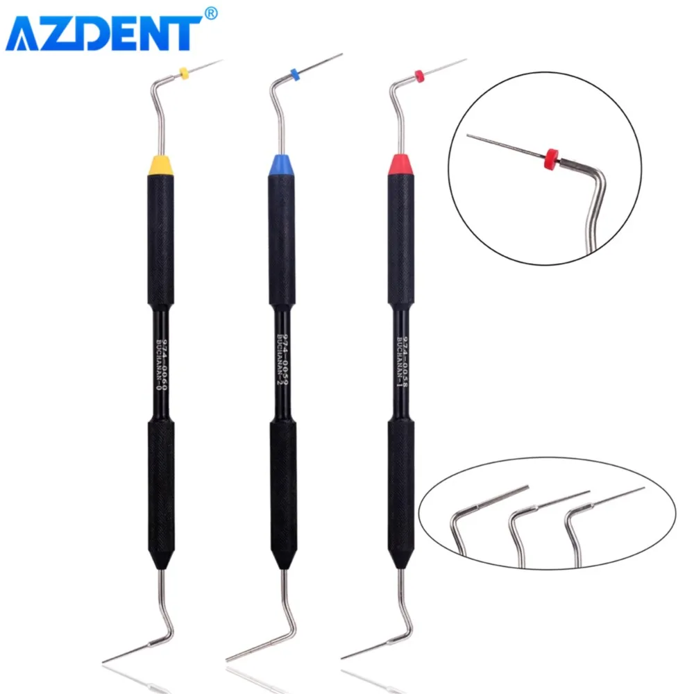 3PCS/Set Dental Endo Buchanan Hand Plugger AZDENT Fill Instrument NITI Tip #0 #1 #2 Dentist Dentistry Tools