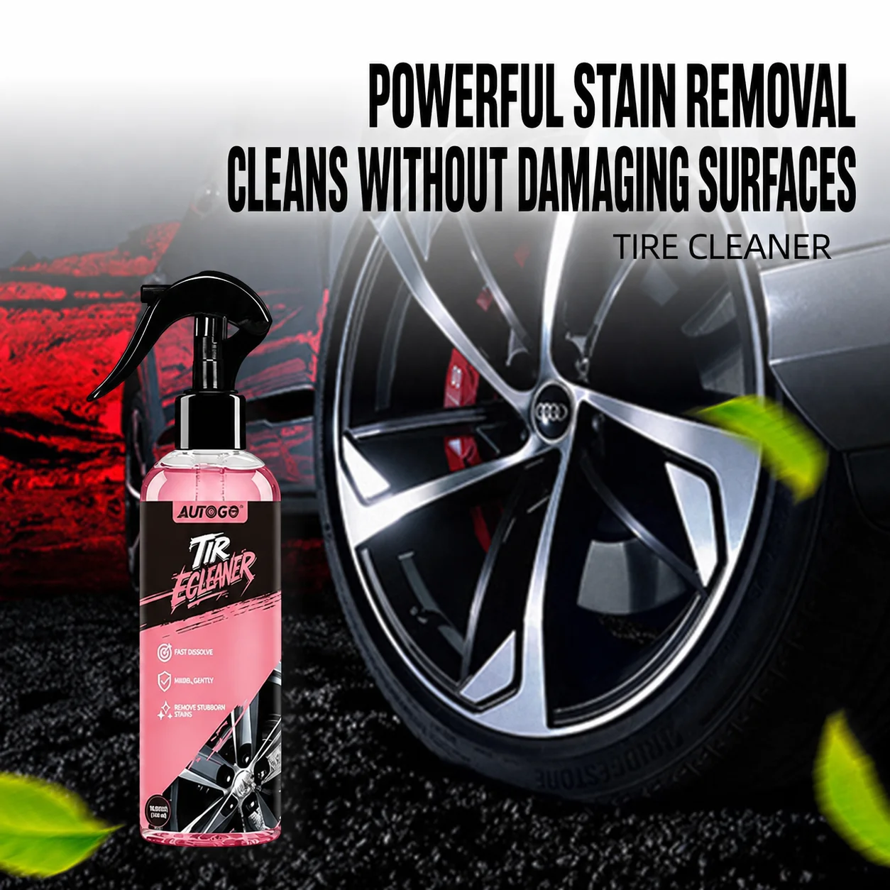 100ml Tire Cleaner Spray Fast Dissolve Stubborn Brake Dust Stains Wheel Rim Cleaning Agent Safe for Aluminum Alloy Rubber Tires