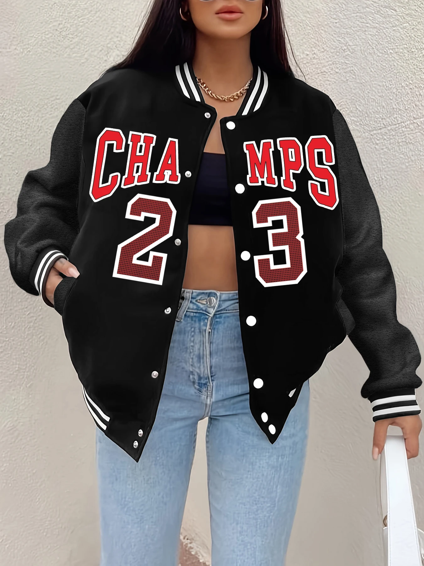 Champs 23 Letter Prints Jackets Women Winter Fleece Baseball Uniform Personality Street Casual Jacket Warm Soft Womans Clothing