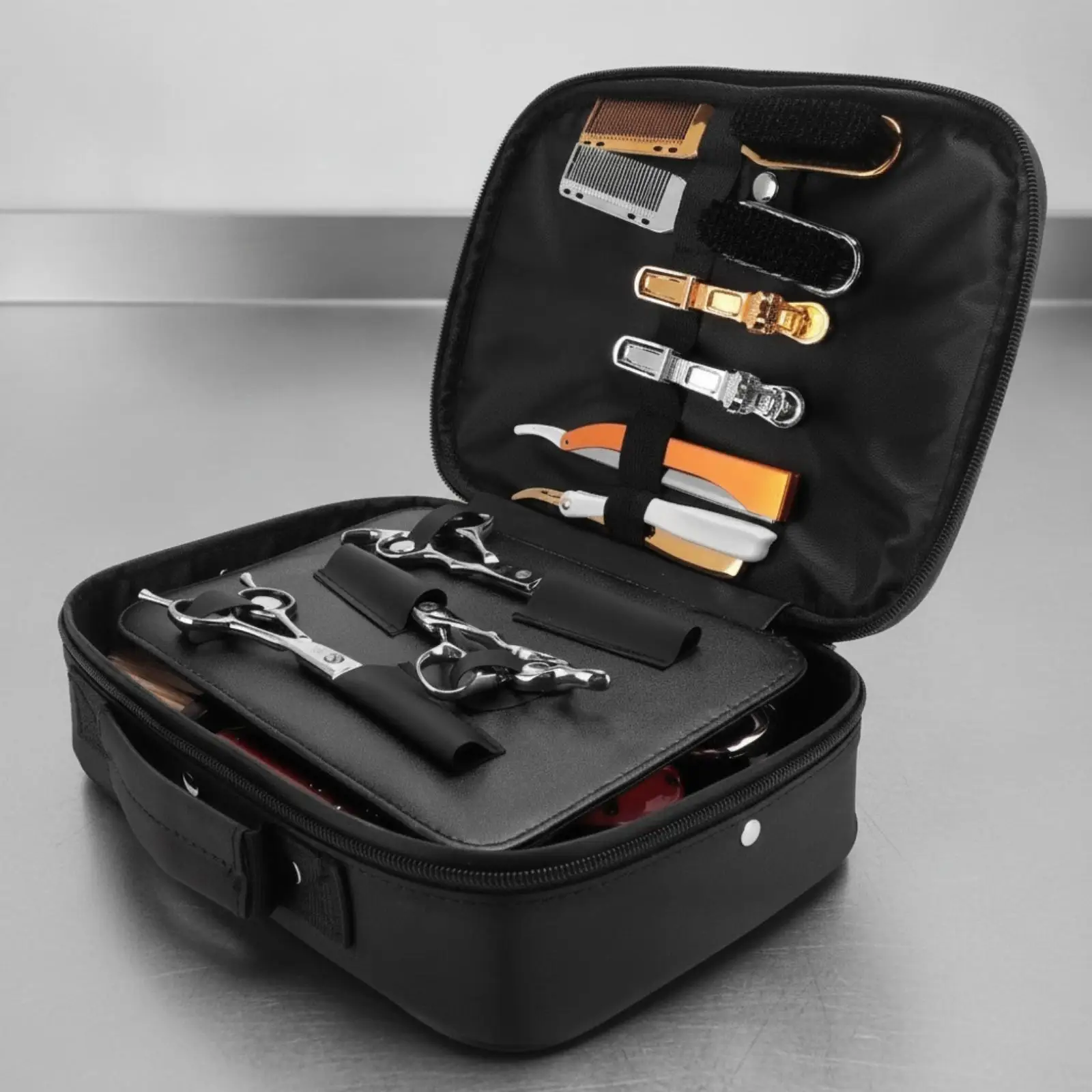 Hairdressing Tool Storage Case Travel Barber Tool Case with Compartments Velvet Clipper Storage Bag Structured Lightweight